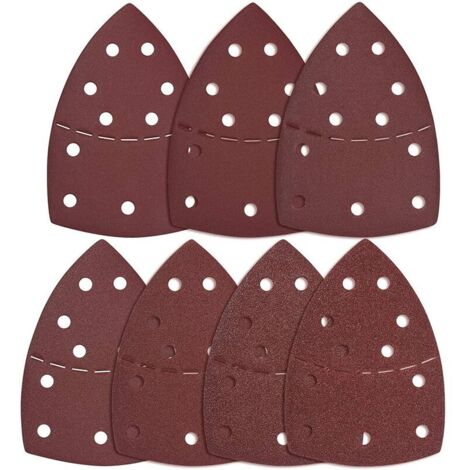 VURAHOME - Triangles Disques de Ponçage, 80PCS Papier Abrasifs, 11 Trous Papier de Verre de 40/60/80/120/180/240/400, GraiTaille de 125mm pour Poncer Dérouiller et Polir avec Ponceuses Excentrique
