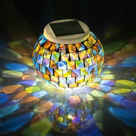 VURAHOME - Veilleuse solaire à LED avec changement de couleur, boule de verre, éclairage de jardin, étanche, pour jardin, terrasse, fête, cour, extérieur / intérieur, cadeau idéal, multicolore