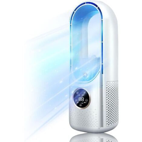 VURAHOME - Ventilateur sans pales 6 vitesses, refroidisseur de bureau sans ventilateur, ventilateur silencieux portable, humidificateur, climatiseur, ventilateur de refroidissement (couleur : blanc)