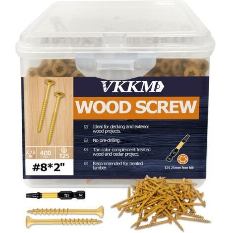VURAHOME - Vis à Bois Jaunes, 400PCS 82" - Fixation Clôtures/Étagères, Extérieur/Intérieur, Revêtement Jaune, Pour Artisans & Amateurs