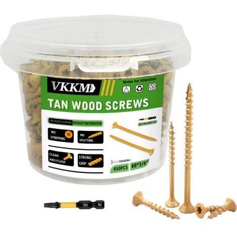 VURAHOME - Vis à Bois Jaunes, 450PCS 83/4" - Fixation Petit Meubles, Maison/Balcon, Léger & Discret, Idéale pour DIY