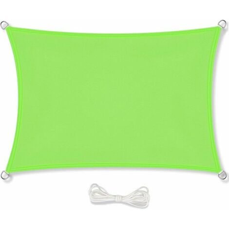 VURAHOME -Voile d'ombrage 2x3m Auvent Résistante aux Imperméable pour Patio & Terrasse Jardin de Protection Solaire 90% Une Protection des Rayons UV avec Corde Libre Rectangulaire Vert