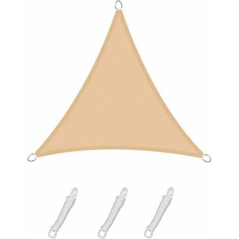 VURAHOME - Voile d'ombrage Triangle 3x3x3m Color Sable,Toile Imperméable Une Protection des Rayons UV à 95%, pour en Plein air, Jardin & terrasse, Piscine