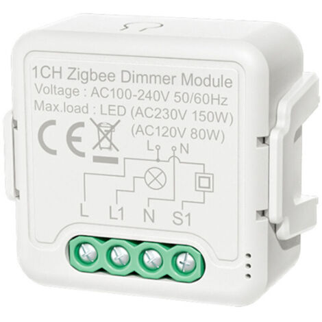VURAHOME - Zigbee Smart Dimmer Module Application Telecommande Controle Vocal Controle De Synchronisation Partage Compatible Avec Alexa Echo Google Accueil Pour Home Bureau, Blanche, Dimmer Switch & 1