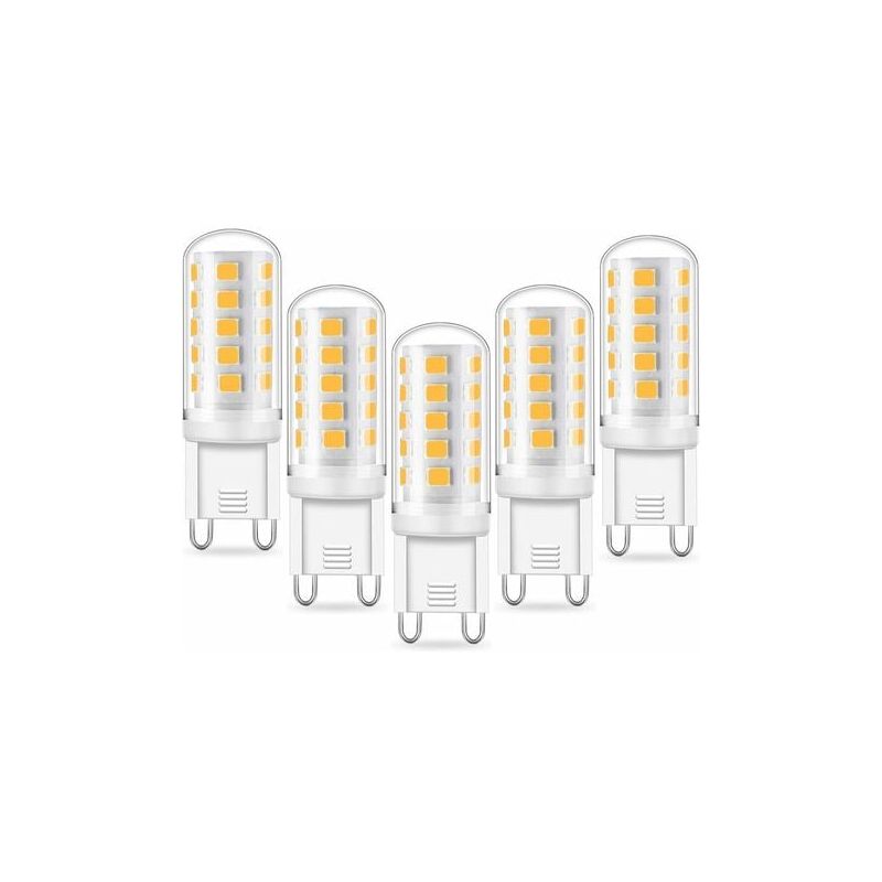 Ampoule G9 led 5W Equivalent 33W 40W G9 Halogène, 420LM, Mini Lampe, Blanc Chaud 3000K, Sans Scintillement, AC220-240V, NON-Dimmable, Lot de 5