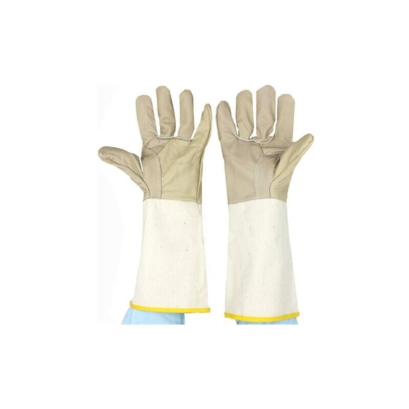 Gants de soudage 38 cm en cuir de vachette résistant aux rayures résistant à la chaleur gants de coupe pour barbecue jardinage camping poêle