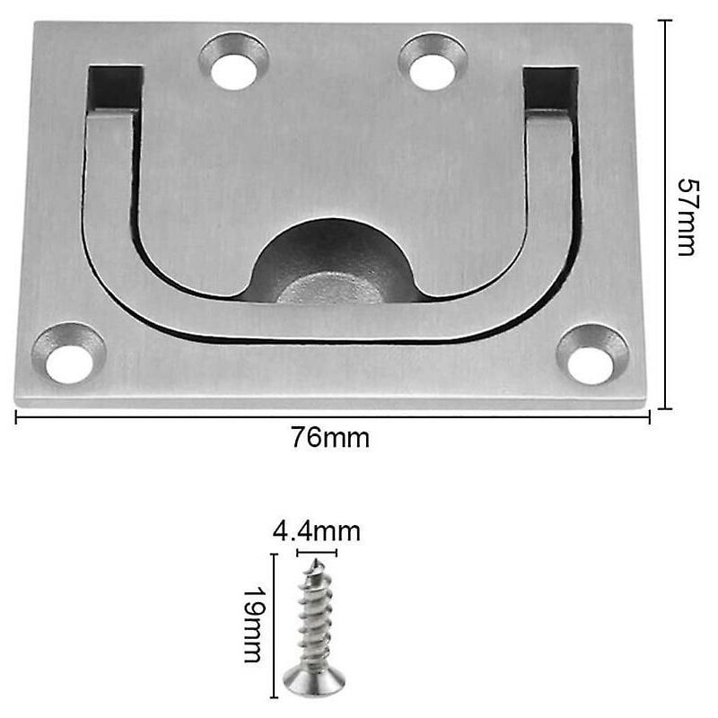 VUSZR Poignée de porte carrée pour serrure de sol avec anneau de traction, matériel marin pour camping-car, 1 pièce, argent