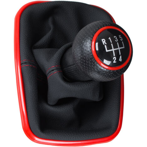 VW Golf IV 97-06 Schaltknauf + 5-Gang 23mm roter Rahmen