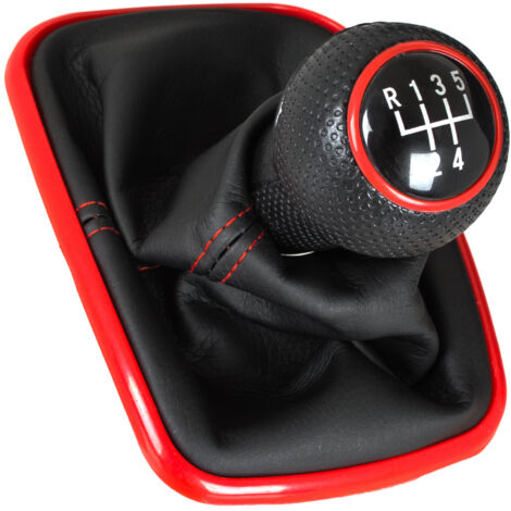VW Golf IV 97-06 Schaltknauf + Schaltsack mit rotem Rahmen