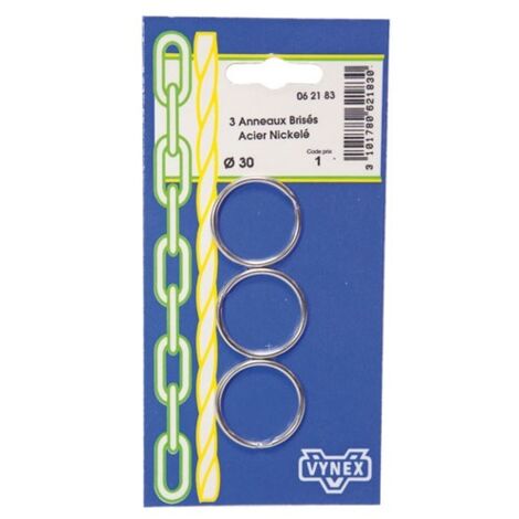 VYNEX - Anneau brisé nickelé d.30mm blister de 3.