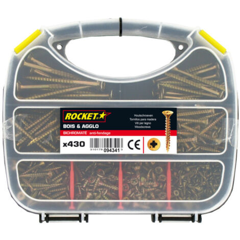 Vynex Coffret de vis à bois acier bichromaté 430 pièces