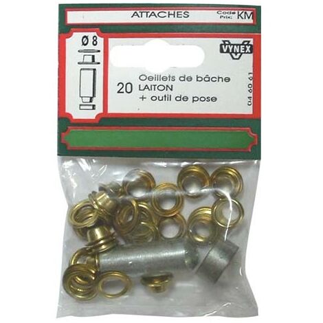 Vynex Oeillet de bâche laiton 8 mm lot de 20