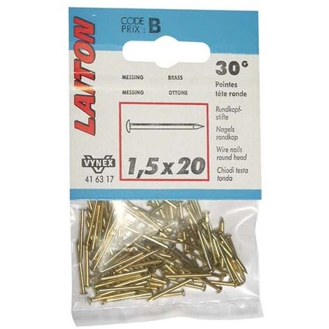 VYNEX - Pointe à tête ronde - laiton - 1.3x20 mm