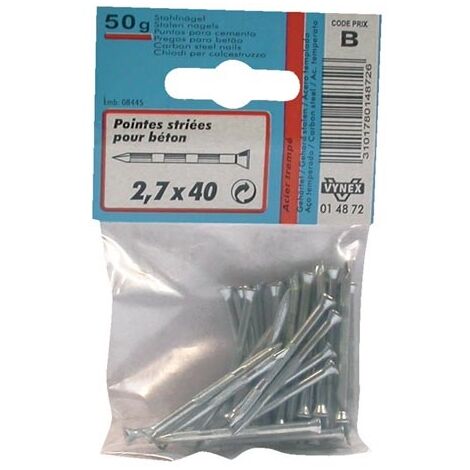 VYNEX - Pointe striée béton acier trempé 2.7x50mm 50g