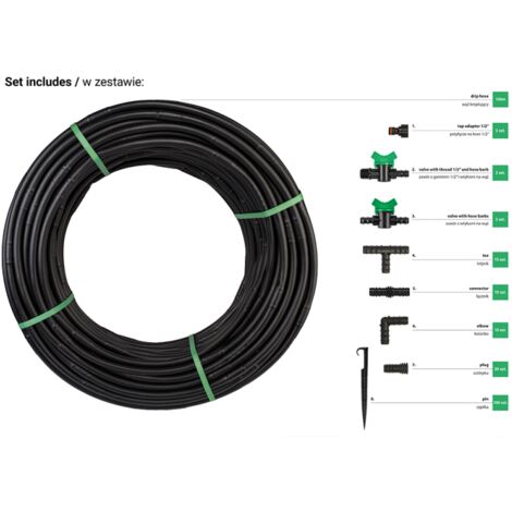 Wąż kroplujący flusso d'acqua goccia a goccia zestaw 100m zegarem przepływu wody