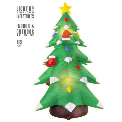 W WIDMANN MILANO Party Fashion 7506T - Albero di Natale gonfiabile illuminato, con ventilatore integrato, 183 cm, elemento decorativo