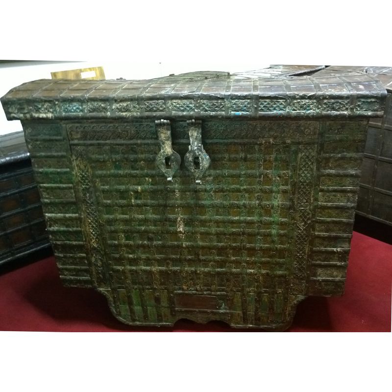 W126xDP65xH106 cm sized old wood and iron made treasure chest