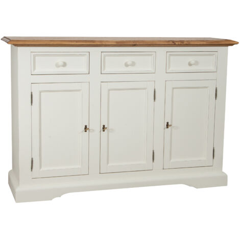W156XDP45XH103 cm sized Made in Italy shabby-country chic crafts made solid limewood  aged white structure natural finish, cupbo