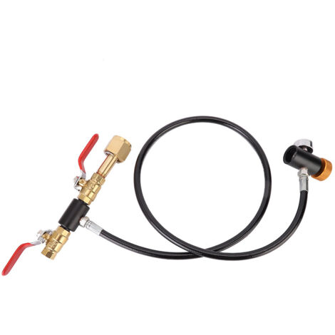 W21.8‑14 EU Thread CO2 Refill Adapter with 36in Hose with Gauge for Soda Tank
