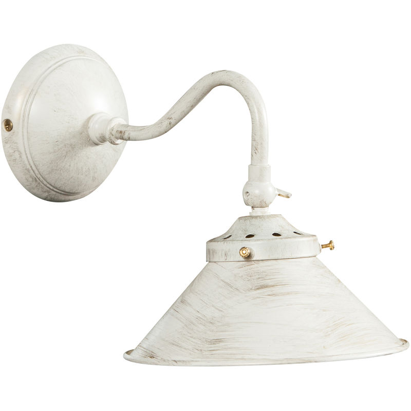 W25XDP16XH17 cm sized Made in Italy casting aged brass made white lacquered Country-style wall applique lamp