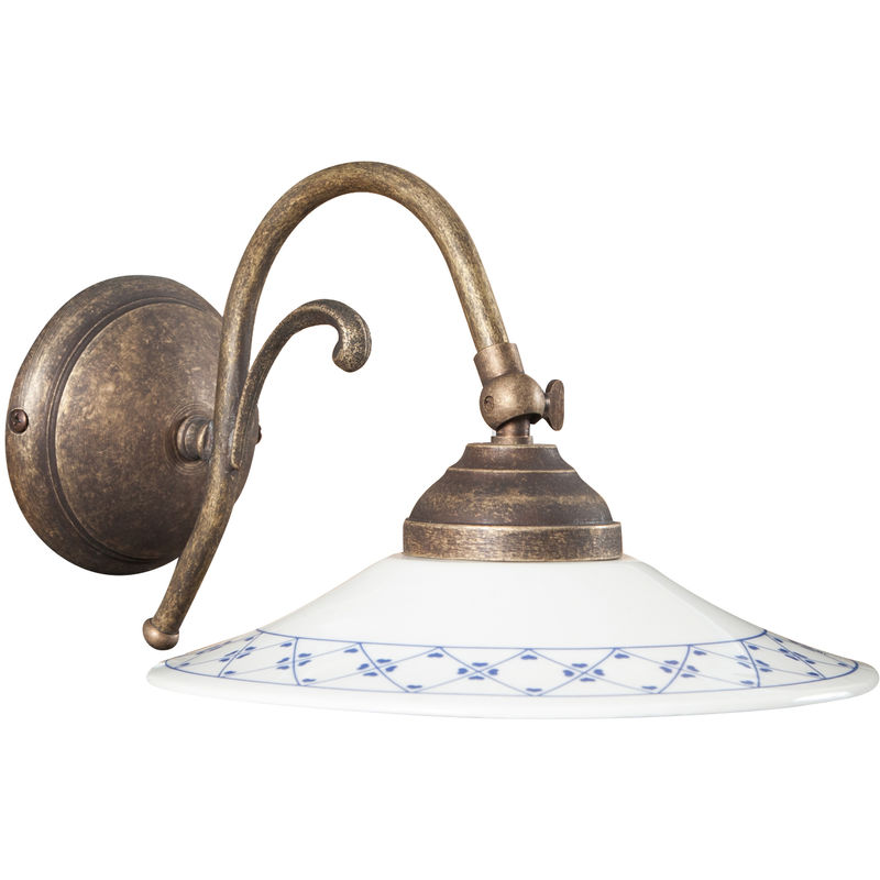 W30XDP21XH15 cm sized Made in Italy casting aged brass made Country-style wall applique lamp
