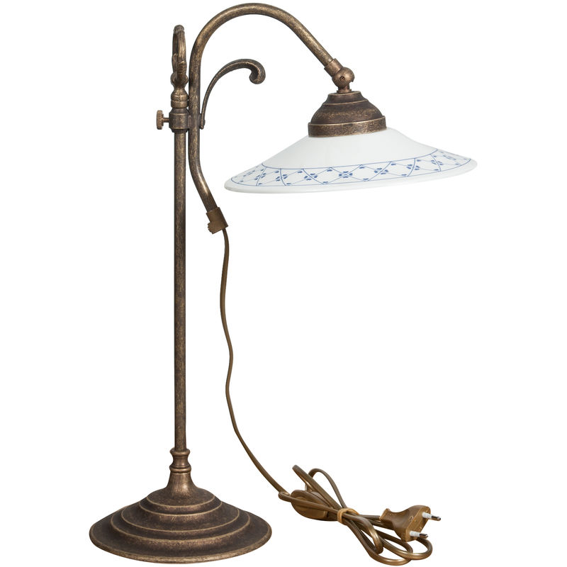 W30XDP21XH45 cm sized Made in Italy casting aged brass Country style table lamp