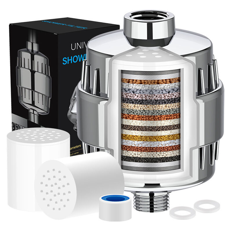 W33 Filtre de douche à 20 étapes, filtre de pommeau de douche pour eau dure, avec 2 cartouches filtrantes remplaçables, filtre de pommeau de douche