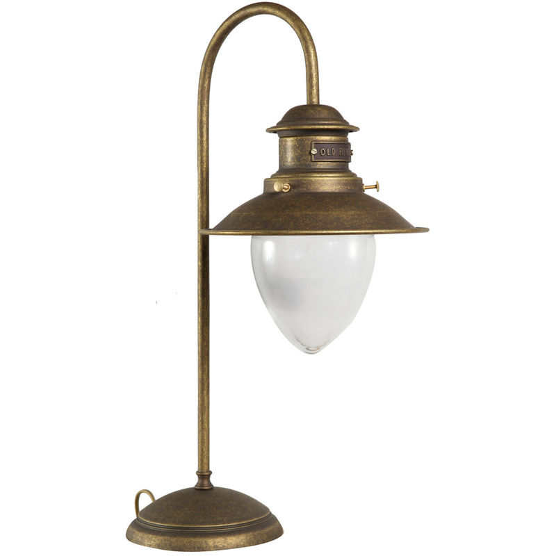 W35XDP22XH53 cm sized Made in Italy casting aged brass Old Navy table lamp