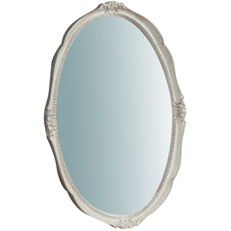 W43xDP3,5xH61 cm Made in Italy sized  wood made antiqued white finish Hanging Wall Mirror horizontal/vertical setting