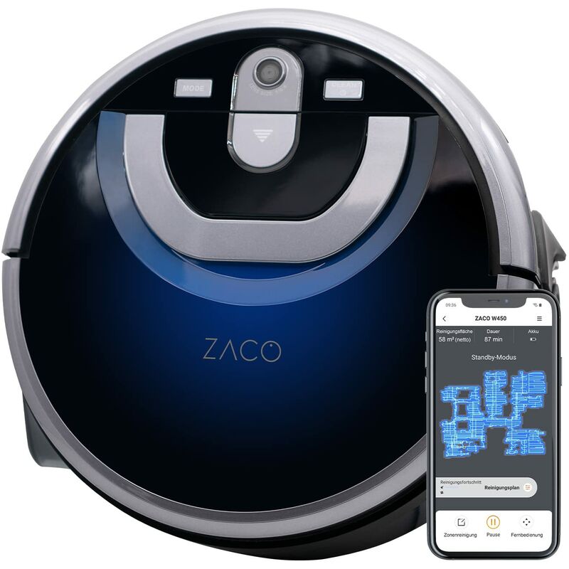 Image of W450 Robot lavapavimenti con App e Alexa, navigazione intelligente, Serbatoi separati per l'acqua pulita e sporca, 80min di pulizia a umido,