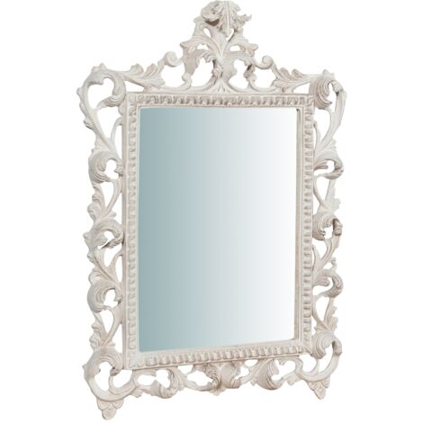 W45xDP4xH61 cm Made in Italy sized  wood made white finish Hanging Wall Mirror