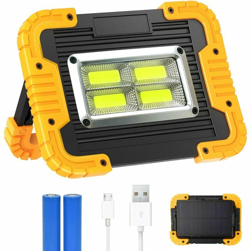 W855 Version solaire détachable Projecteur 4 x Carré cob + Version de batterie intégrée Camping en plein air Port d'urgence Lumière led Charge