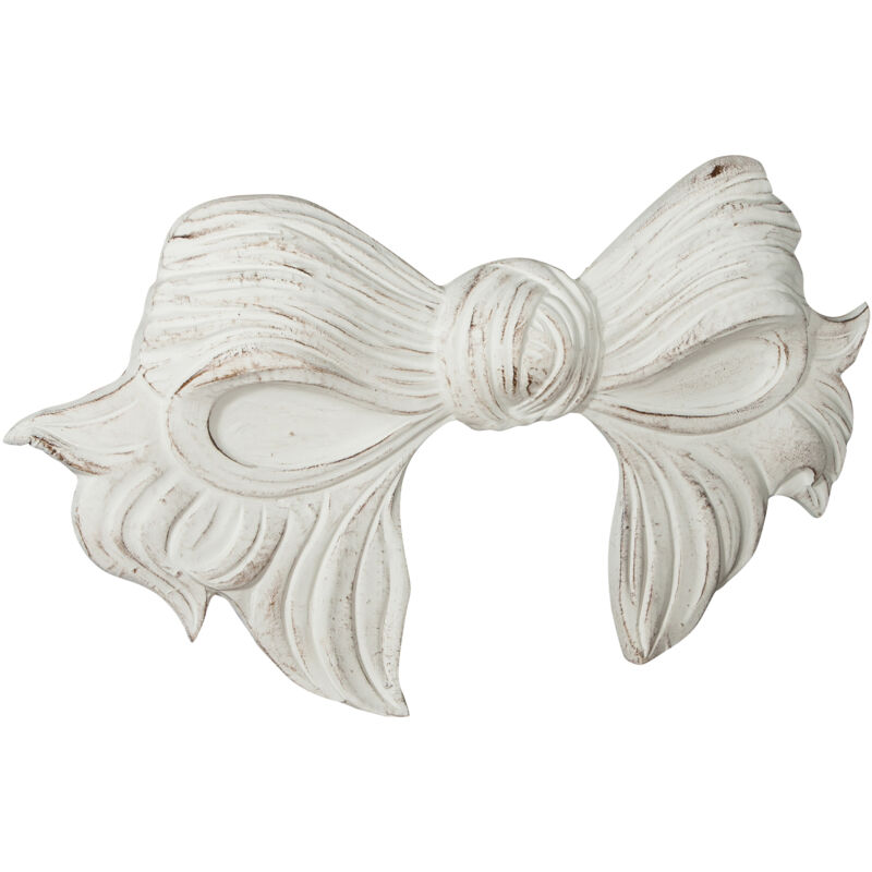 Biscottini - W87XDP7XH50 cm Made in Italy sized antiqued white finish bow-shaped decoration
