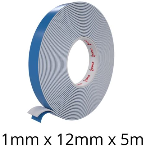 WA-ACC-002 : Mousse PE blanche, adhésif double face (entretoise bleue), épaisseur 1,0 mm, 12 mm x 5 m