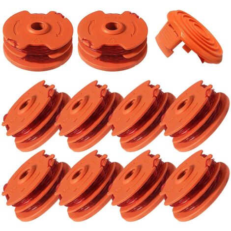 WA0007/ 50022833 Carrete de repuesto para desbrozadora eléctrica con cable Worx WG116 WG119 WG183, 4,9 m (carrete de 10 hilos + 1 tapa)