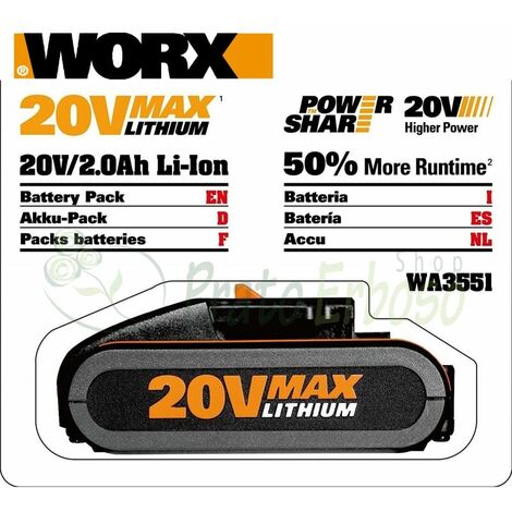 WA3551.1 - Batería de litio De 20 V, 2 Ah