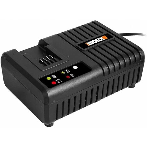 Worx – Chargeur rapide 20V pour batteries Lithium-ion – Compatible 1,5 à 5,0 Ah – Temps de charge 60 min – Indicateur de charge intégré - WA3867