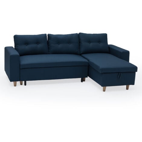 WADE Divano letto angolare a 3 posti blu
