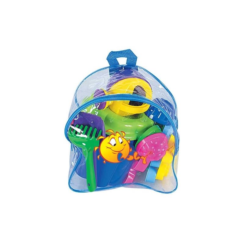 Wader le seau + accessoires 12 pièces dans un sac à dos jouet de sable, multicolore