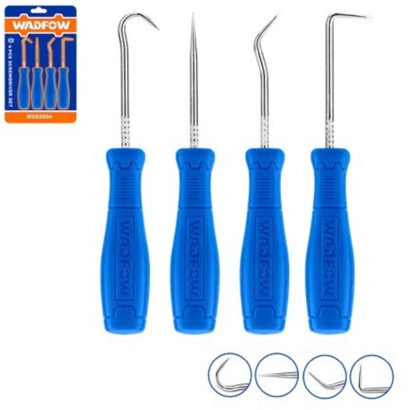 Image of WADFOW 4-teiliges Hakenwerkzeug-Set, Karbonstahl, PP-Griff, ideal für Heimwerker