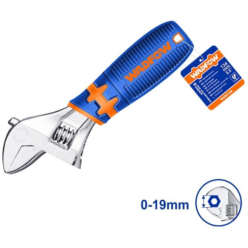 Image of WADFOW Gummierter Mini-Schraubenschlüssel, Klemmgröße 0–19 mm, ergonomisches Design