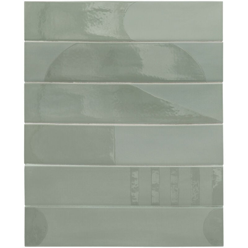 Carrelage sol / mur brique déco mixe mate et brillant effet béton vert menthe 6x30 cm wadi decor mint (vendu par boite de 0,50m2)