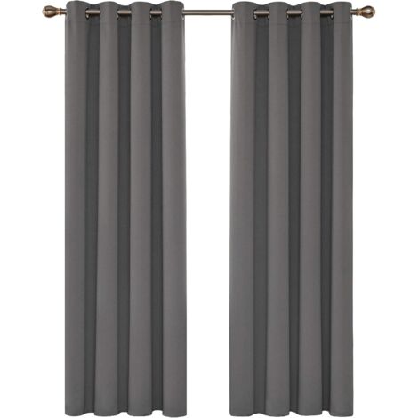 Wärmeisolierte Verdunkelungsvorhänge, Vorhänge für Wohnzimmer und Schlafzimmer, modernes Ösendesign, 132 x 160 cm (Breite x Höhe), hellgrau, 2 Stück