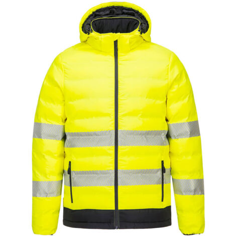 Wärmende Hochsichtbarkeits-Daunenjacke mit Ultraschall, Farbe: Gelb/Schwarz, Größe XXL - Portwest