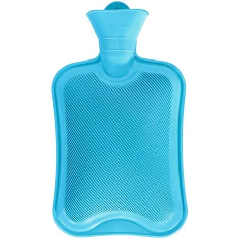 Wärmflasche ohne Bezug 1.8L großer Öffnung Sichere und Haltbare Naturkautschuk Bettflasche für Kinder und Erwachsene Geschenke für Frauen，Flüssigkeitsfrei (Blau)