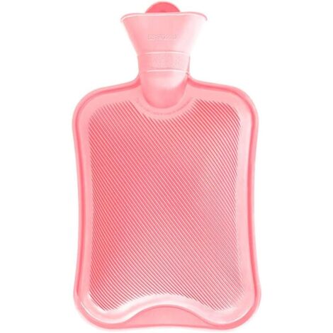 Wärmflasche ohne Bezug 2L großer Öffnung Sichere und Haltbare Naturkautschuk Bettflasche für Kinder und Erwachsene Geschenke für Frauen，Flüssigkeitsfrei (Rosa)