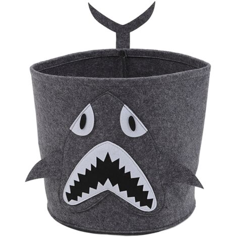 Wäschekorb aus dicker Baumwolle für Kinder mit Tiermotiven, 30 x 27 cm, Aufbewahrungseimer in Hai-Form