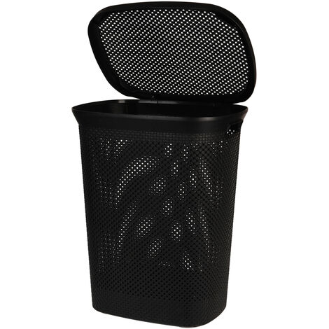 Wäschekorb + Deckel 60 Liter -DC027100100-110-Schwarz-var