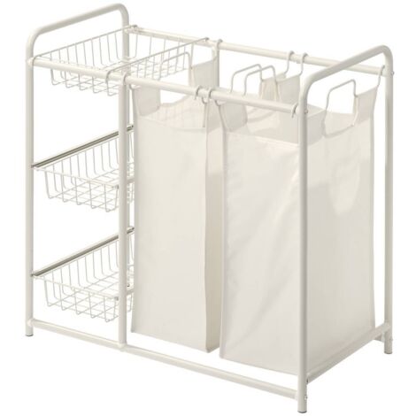 Wäschekorb mit 2 fächern 45l linea weiß - 5five
