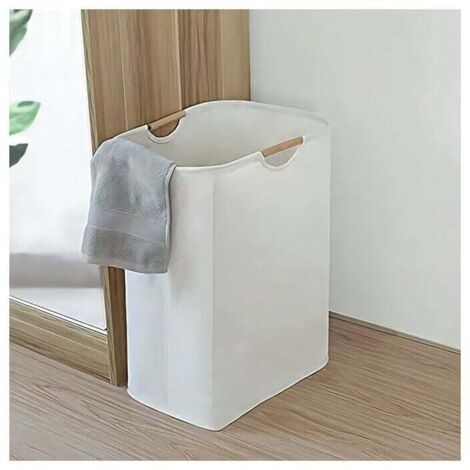 Wäschekorb mit Holzgriff, handgefertigter Korb für schmutzige Kleidung, japanischer Home-Oxford-Aufbewahrungsbeutel für Wechselkleidung, faltbarer Wäschekorb, Stoff-Aufbewahrungskorb, Beige, groß, 274